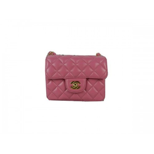 Chanel mini borsa classica con patta pelle di montone pesca CHA1115 oro