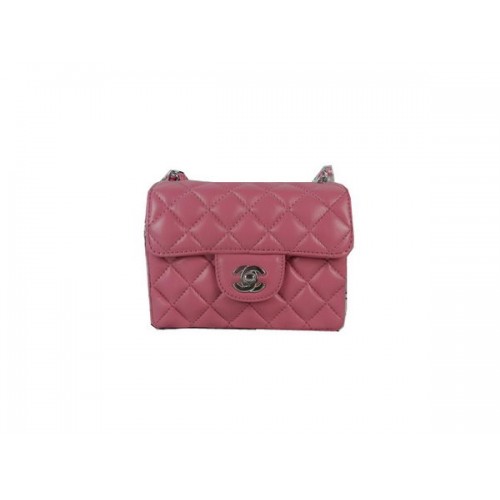 Borsa Chanel mini classica con patta Peach Sheekskin CHA1115 Argento