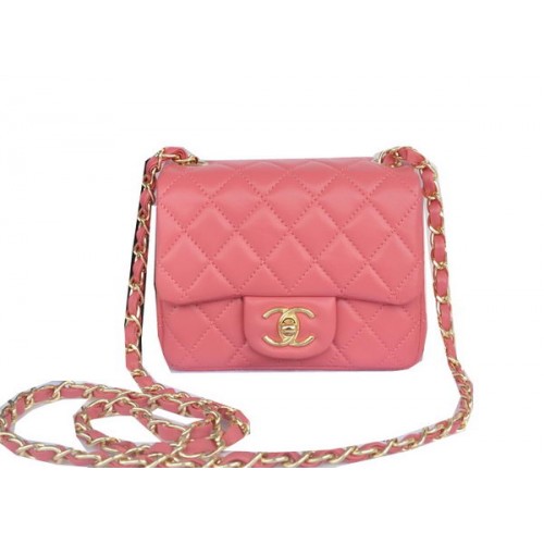 Borsa Chanel mini classica con patta rosa pelle di montone originale CHA1115 oro