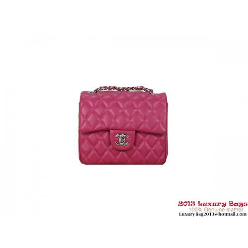 Chanel mini borsa con patta classica pelle di pecora rosa 1115 argento