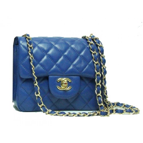 Chanel mini Classic Flap Bag Royal Leather 1115 catena d'oro