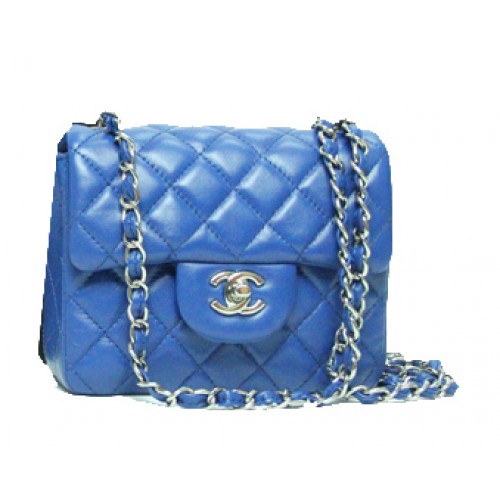 Chanel mini Classic Flap Bag Royal Leather 1115 catena d'argento