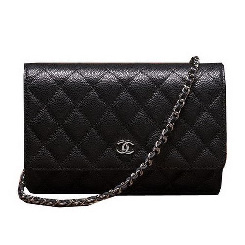 Chanel mini Flap Bag A33814 Nero Modello Cannage Argento