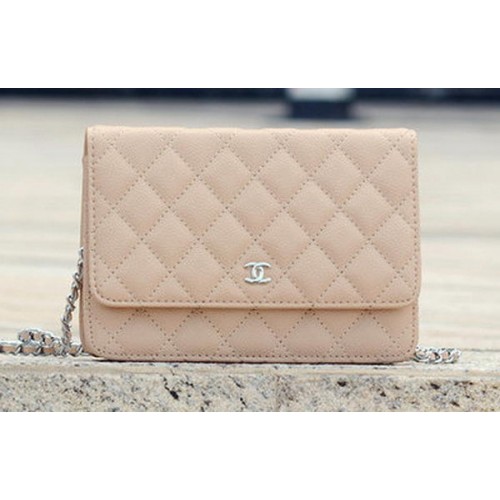 Chanel mini borsa con patta albicocca modello Cannage A33814 argento