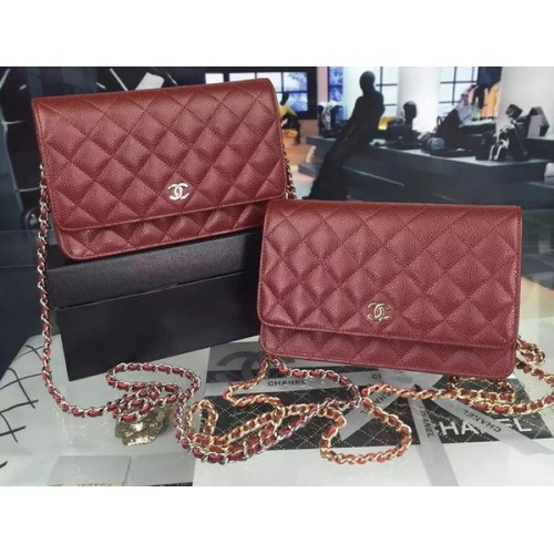 Chanel mini Flap Bag Modello Cannage A8373 Borgogna
