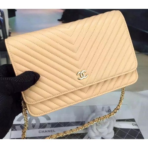 Chanel mini Flap Bag Chevron Pelle A33814 Albicocca