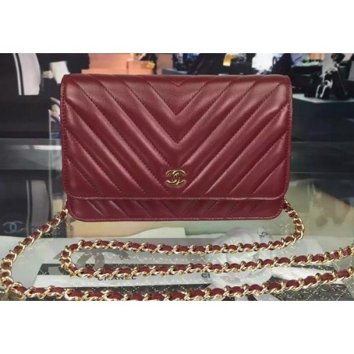 Chanel mini borsa con patta Chevron in pelle A33814 bordeaux