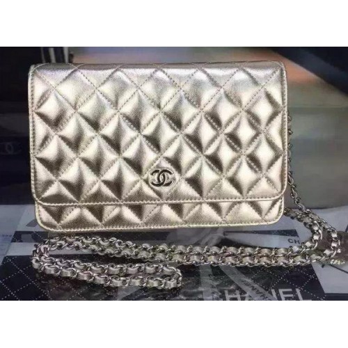 Chanel mini borsa con patta oro modello Cannage A8373 argento
