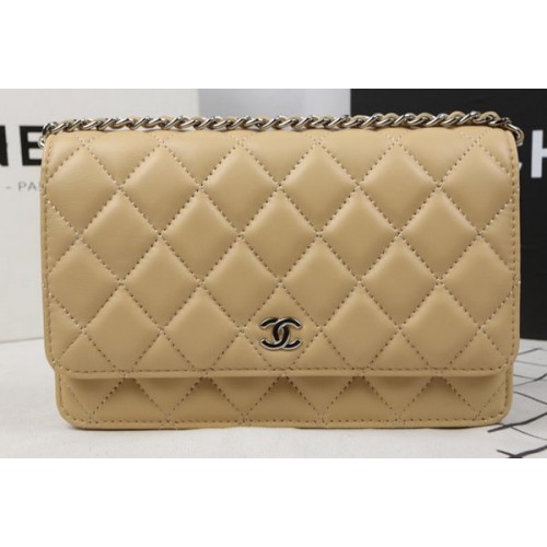 Chanel mini borsa con patta originale in pelle di montone A33814 albicocca