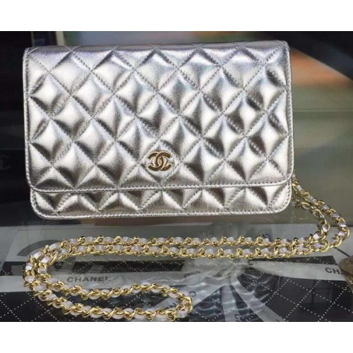Chanel mini borsa con patta argento modello Cannage A8373 oro