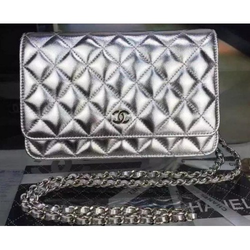 Chanel mini borsa con patta argento modello Cannage A8373 argento