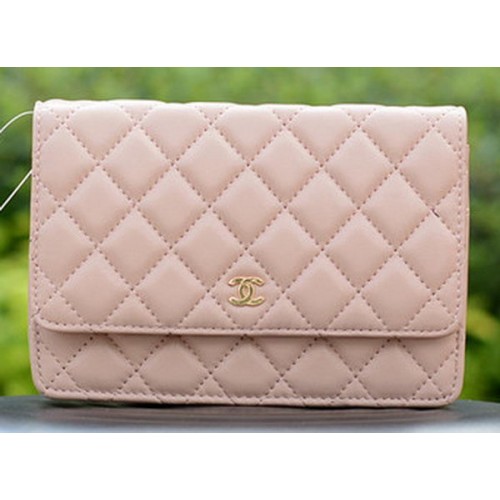 Chanel mini borse con patta in pelle di montone rosa A33814 oro
