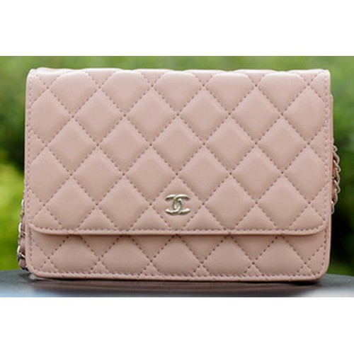 Chanel mini borse con patta in pelle di montone rosa A33814 argento
