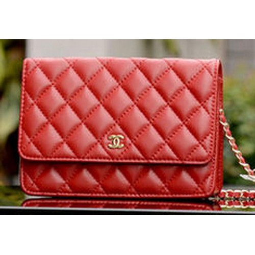 Chanel mini borse con patta in pelle di montone rossa A33814 oro