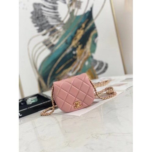 Chanel mini borsa a tracolla con patta in pelle originale AP2344 rosa