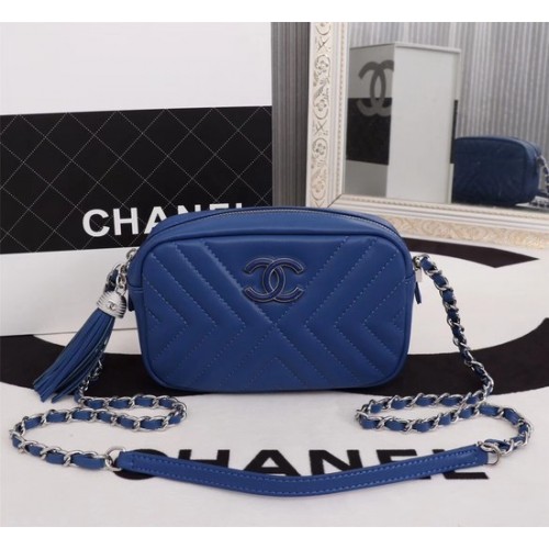 Chanel mini borsa a tracolla in pelle di montone 4669 blu