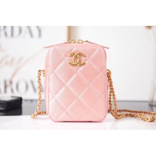 Chanel mini borsa a tracolla in pelle di vitello granulata AS2857 rosa