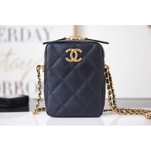 Chanel mini borsa a tracolla in pelle di vitello granulata AS2857 nera