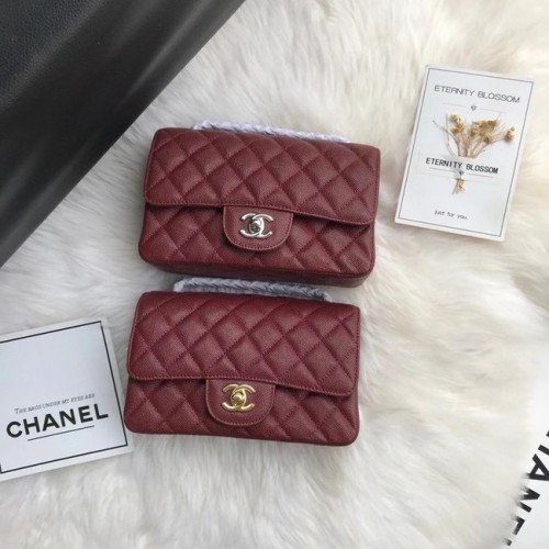 Borsa Chanel mini con patta Pelle di vitello granulata A1116 Borgogna