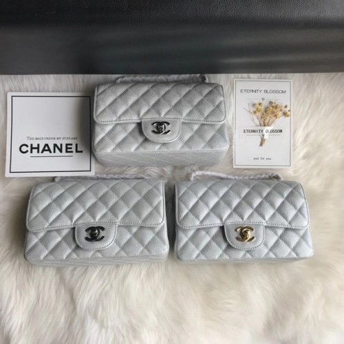 Borsa Chanel mini con patta Pelle di vitello granulata A1116 argento