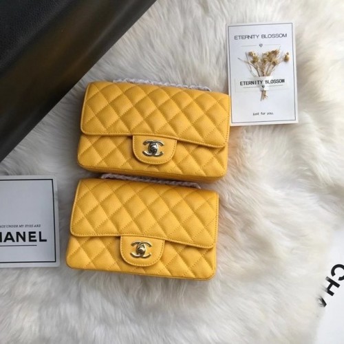 Borsa Chanel mini con patta Pelle di vitello granulata A1116 gialla
