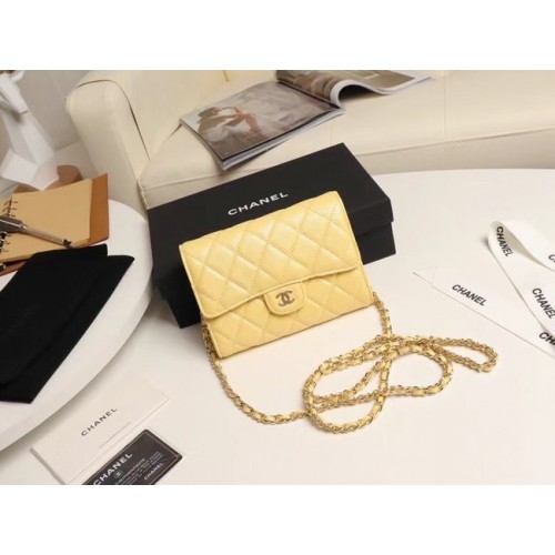 Borsa Chanel mini con patta Pelle di vitello granulata A84512 gialla