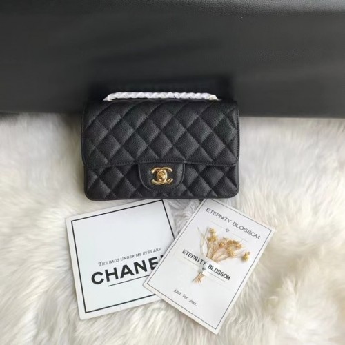 Borsa Chanel mini con patta Pelle di vitello granulata e metallo tonalità ORO A1116 nera