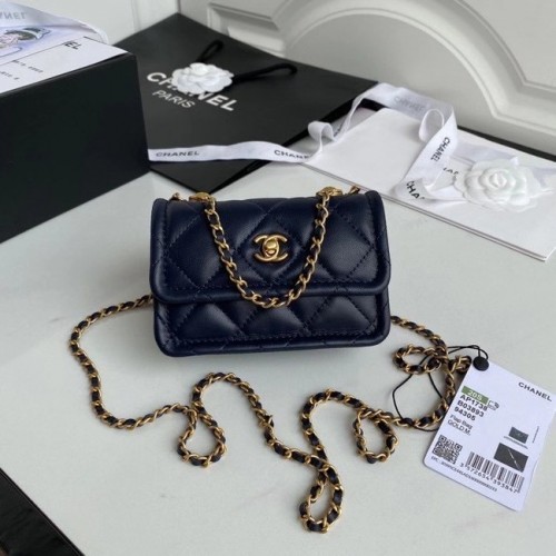 Borsa Chanel mini con patta Pelle di montone in metallo dorato AP1738 blu reale