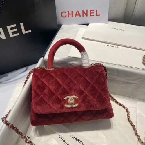 Borsa Chanel mini patta con manico superiore AS2215 Bordeaux