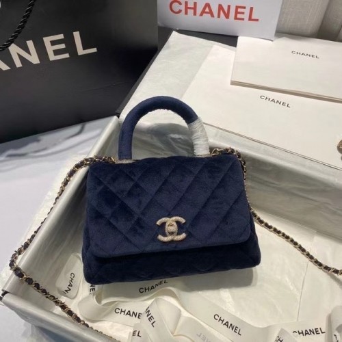 Borsa Chanel mini patta con manico superiore AS2215 Royal Blue