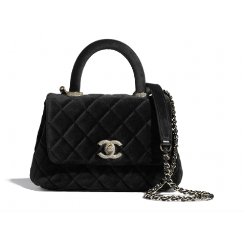Borsa Chanel mini patta con manico superiore AS2215 nera