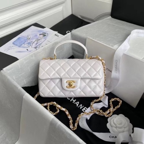 Borsa Chanel mini patta con manico superiore AS2431 Bianco