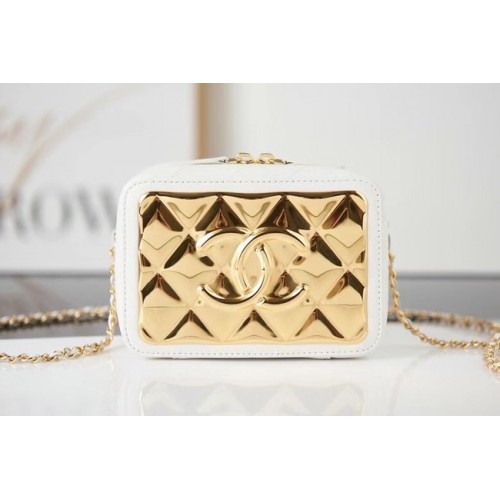 Borsa a tracolla Chanel mini in pelle AP2393 bianca