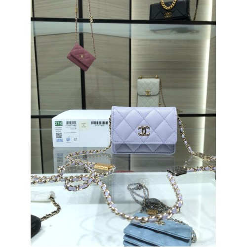 Chanel mini borsa a spalla in pelle AP2444 viola chiaro