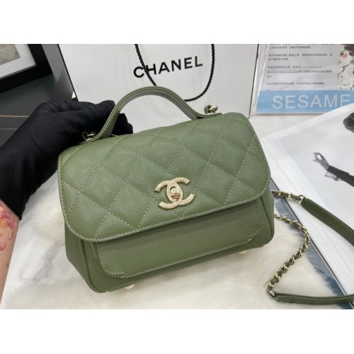 Borsa Chanel piccola con patta Pelle di vitello Metallo tonalità oro A93749 verde