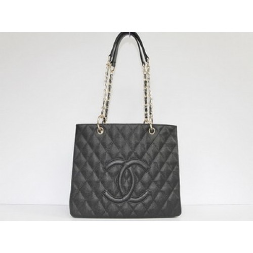 Tote Bag trapuntata Chanel CC 35626 Hardware in oro nero
