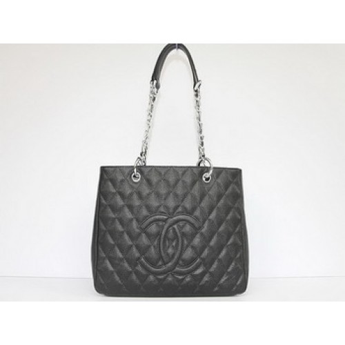 Tote Bag trapuntata Chanel CC 35626 Hardware argento nero
