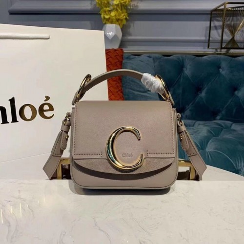 Borsa piccola con manico superiore in pelle di vitello originale Chloe 3S030 grigia