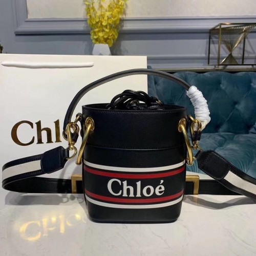 Chloe Roy Mini borsa a secchiello in pelle liscia 3S508 nera