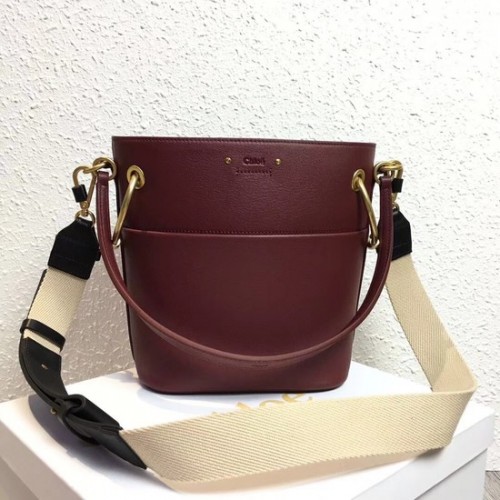Chloe Roy Mini borsa a secchiello in pelle liscia S126 Viola prugna