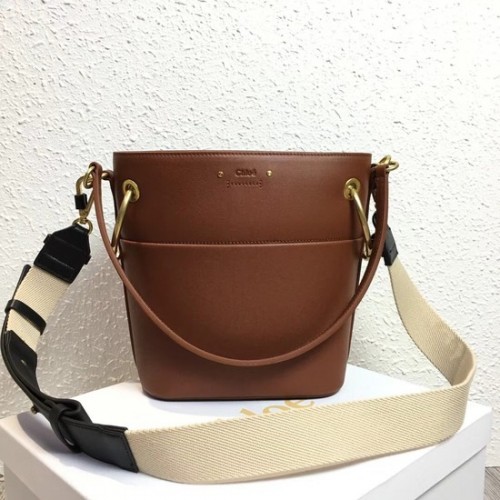 Chloe Roy Mini borsa a secchiello in pelle liscia S126 cammello
