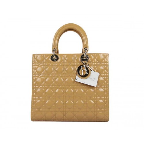 Il brevetto di vendita calda di Christian Dior insacca la grande borsa CAL44561 di Lady Dior albicocca dorata