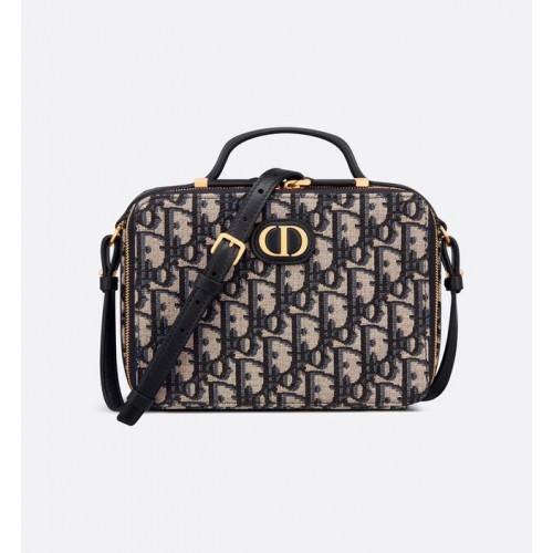 BORSA DIOR 30 MONTAIGNE BOX Blu Multicolor Dior Oblique Jacquard S2141