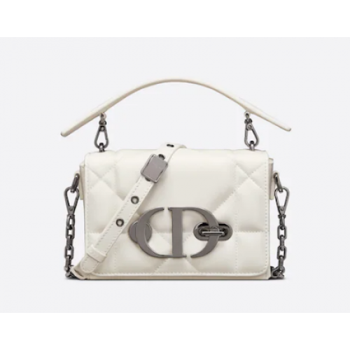 BORSA DIOR 30 MONTAIGNE BOX CON MANICO Latte Maxicannage Agnello M9218B BIANCO