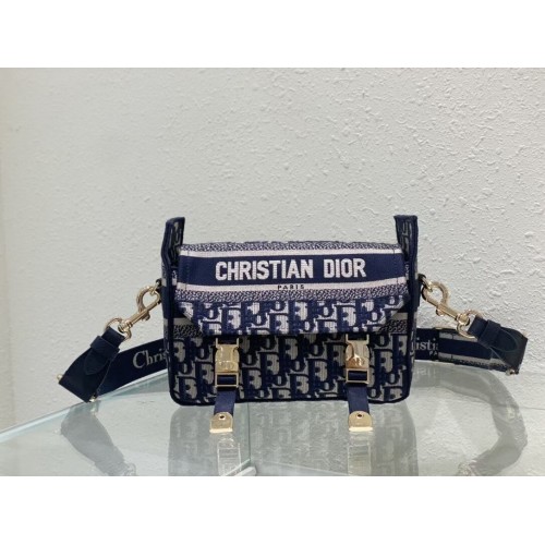 DIOR BOBBY BAG Ricamo C0803 blu scuro