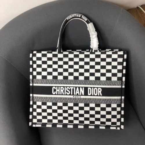 BORSA TOTE DIOR BOOK IN TELA RICAMATA NERA E BIANCA M1286