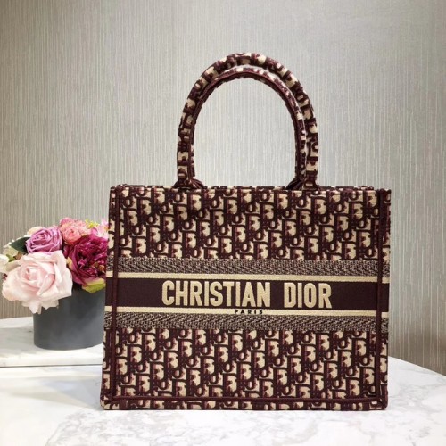 BORSA TOTE DIOR BOOK IN TELA RICAMATA C1286-2 BORDEAUX