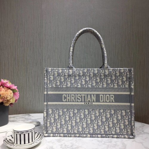 BORSA TOTE DIOR BOOK IN TELA RICAMATA C1286-3 grigia