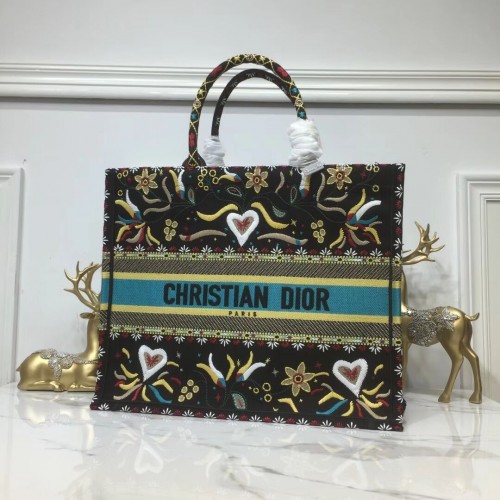 BORSA TOTE DIOR BOOK IN TELA RICAMATA C1286 Nera