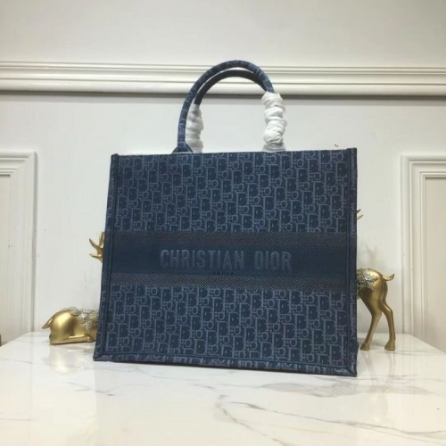 BORSA TOTE DIOR BOOK IN TELA RICAMATA C1286 Blu